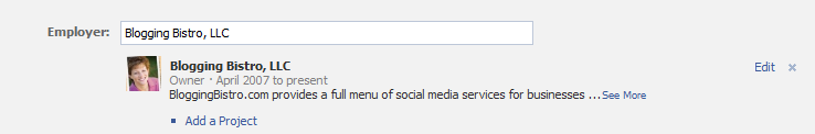 Facebook Edit Employer