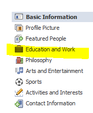 Facebook Edit Profile Education and Work